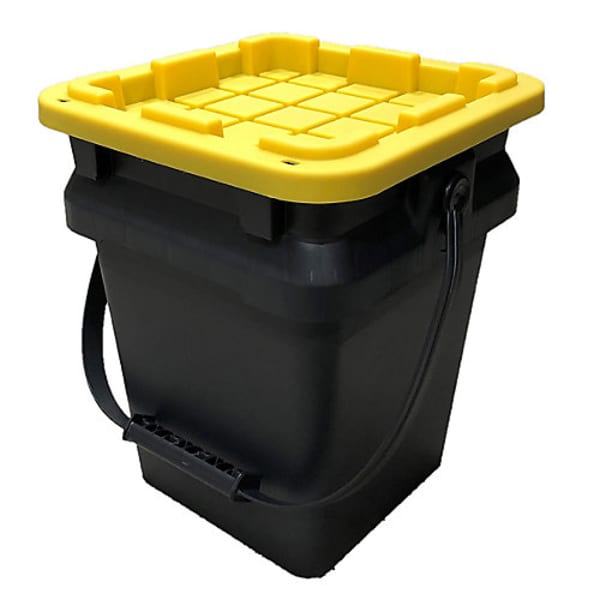 Tough Box 5 Gallon Black Bucket with Yellow Lid