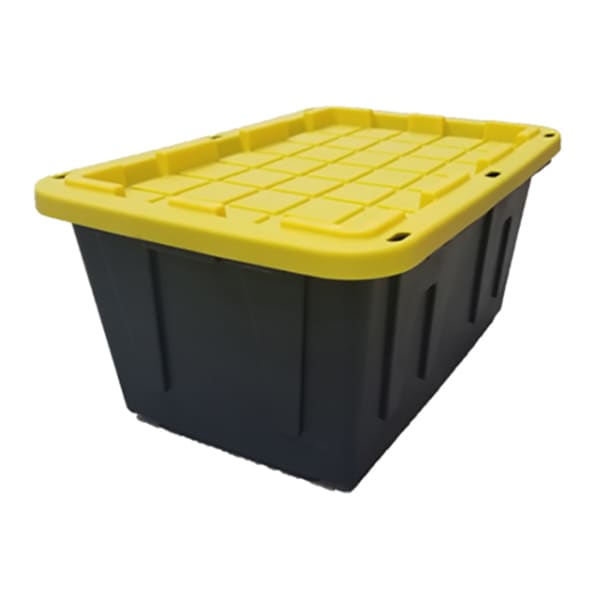 TOUGH BOX 27 Gal Stackable Storage Totes w/ Lids, Black and Yellow