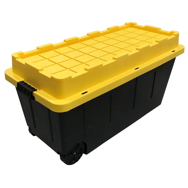 Centrex 64GTBXTCBY Tough Box Black 64 Gal Tote / Wheels and Yellow