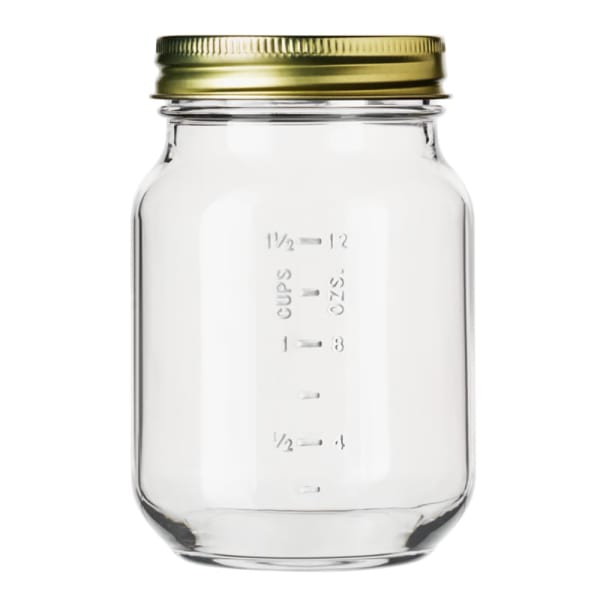 12 oz Eco Mason Glass Jar with Gold Lid