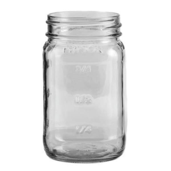 Eco Mason Glass Jar with Black Lid, 16 oz