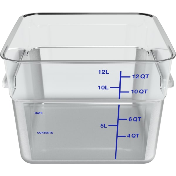 Carlisle 4 Qt. White Square Polyethylene Food Storage Container and Green  Lid - 3/Pack