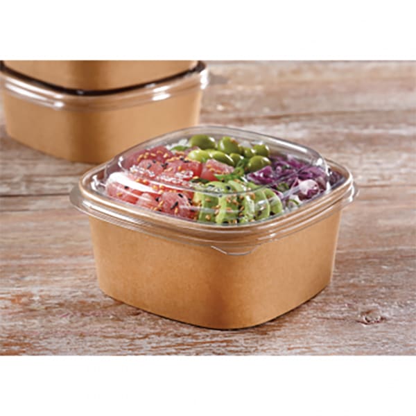 Square Kraft Paper Bowls with Lids