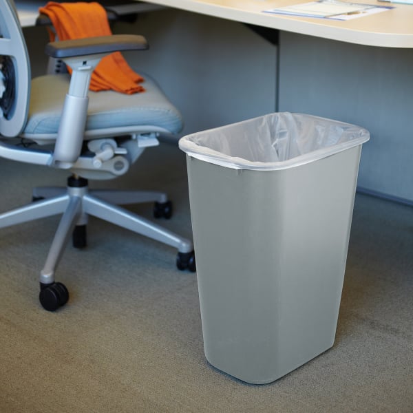 Rubbermaid 41 qt Grey Plastic Soft-Side Waste Basket - 15 1/4L x 11W x 19  7/8H