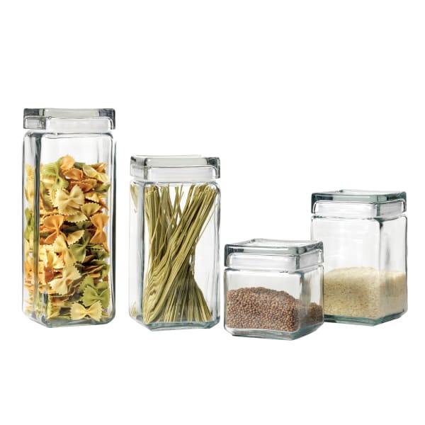 Anchor Hocking Stackable Square Glass Jar with Lid Storage Tea