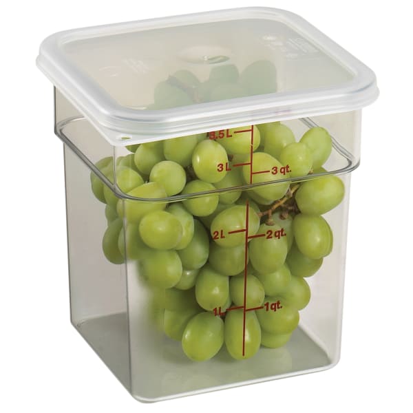 Cambro CamSquares® 2 and 4 Qt. Translucent Square Polypropylene Food  Storage Container Seal Lid