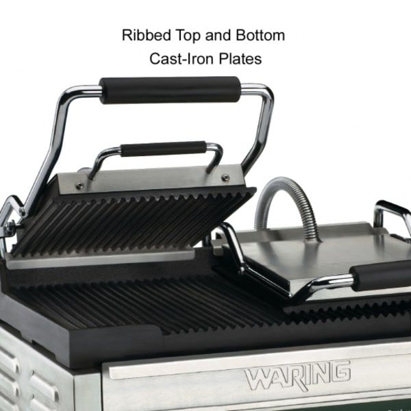 Waring Commercial Black Stainless Steel Heavy-Duty Panini Grill