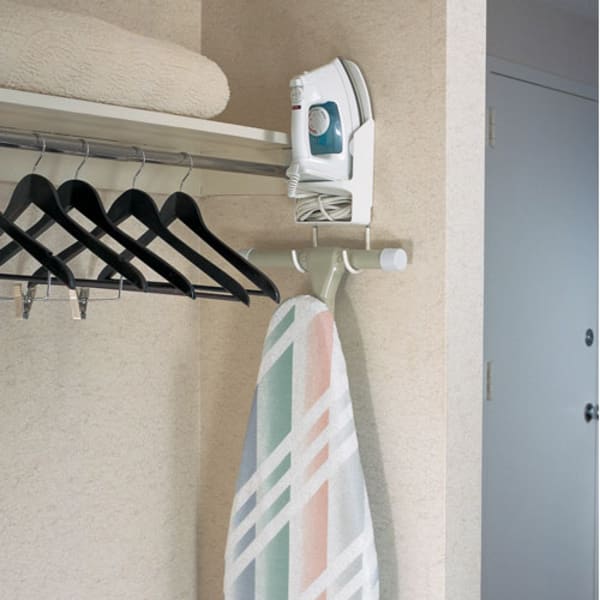 WOOLITE Wall Mount Ironing Board Organizer - White, Holds Iron & Board, Heat Resistant