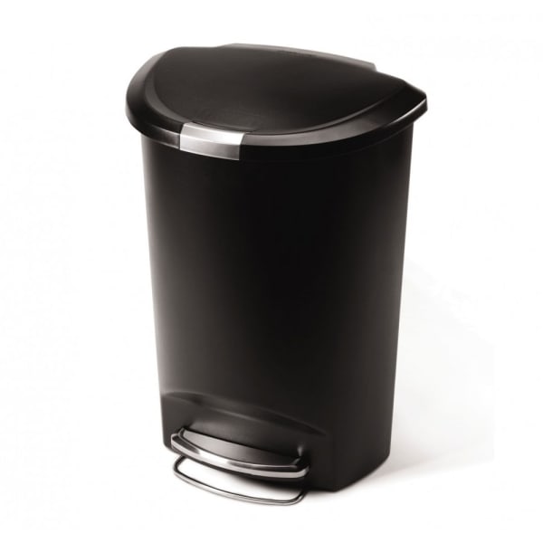 simplehuman CW1355 Black Plastic 50L Semi Round Step Trash Can