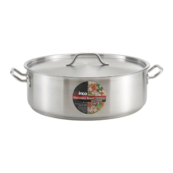 Winco SSLB-15 S/S 15 Quart Brazier with Cover | Wasserstrom