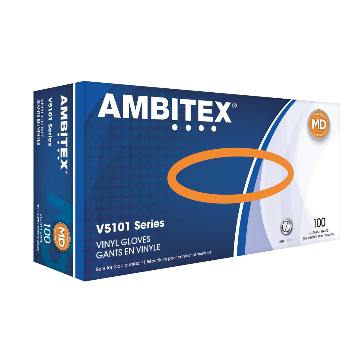 Tradex V5101 MD Ambitex Medium Powdered Vinyl Gloves 100 BX