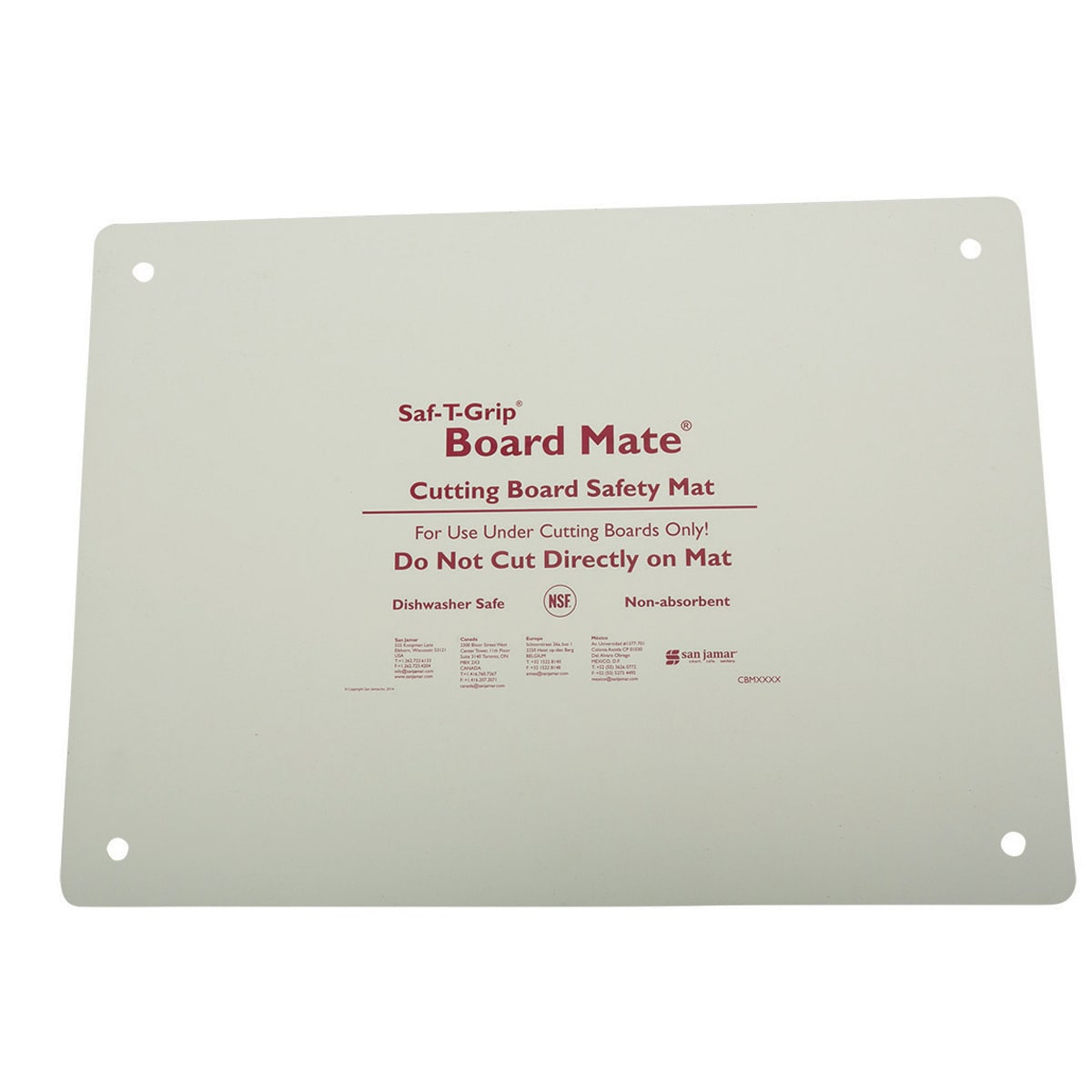 San Jamar CBM1016 Saf-T-Grip Board-Mate 16 x 10 White Cutting Board Mat