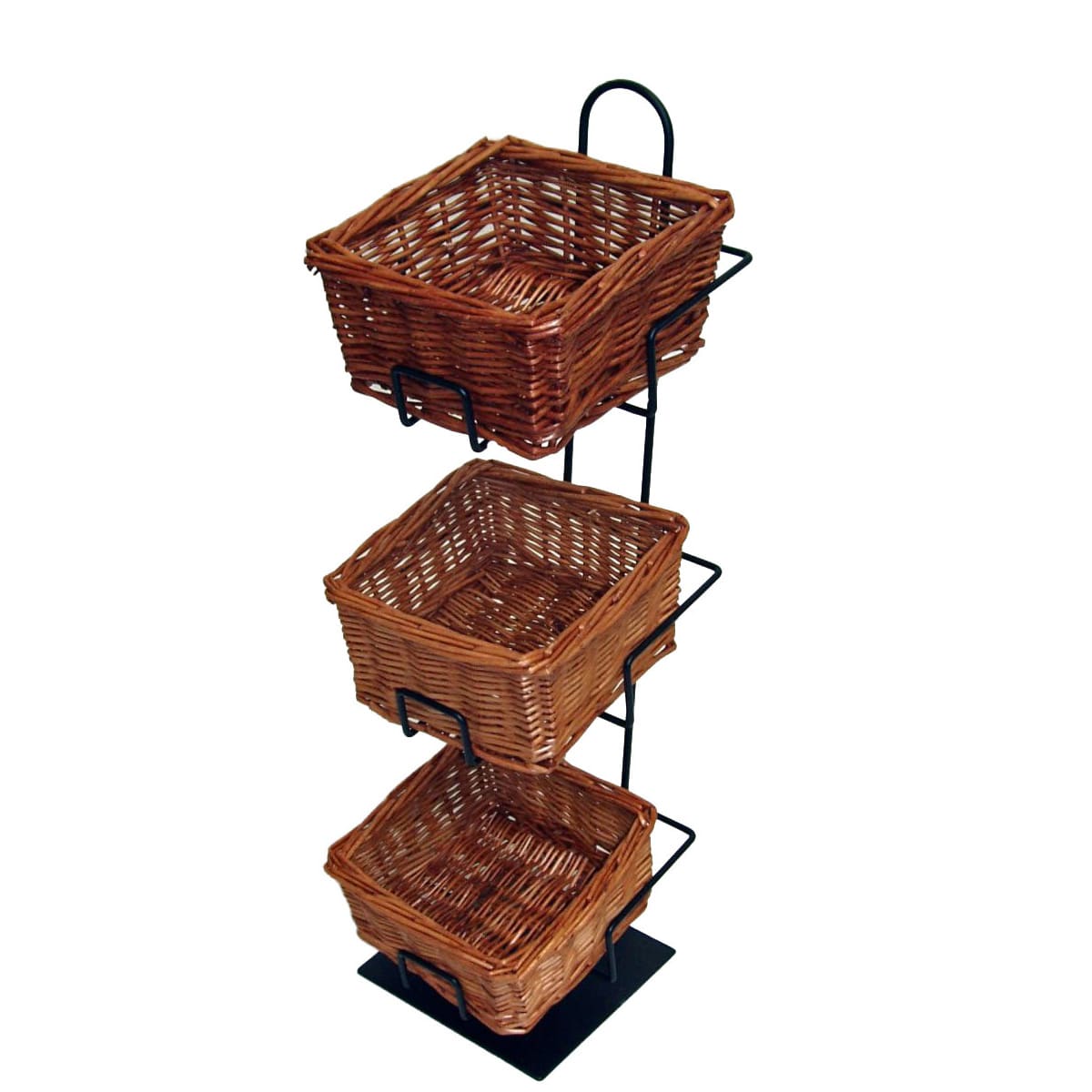 3-tier Storage Cabinet w/ 3 Wicker Baskets, Cappuccino Brown