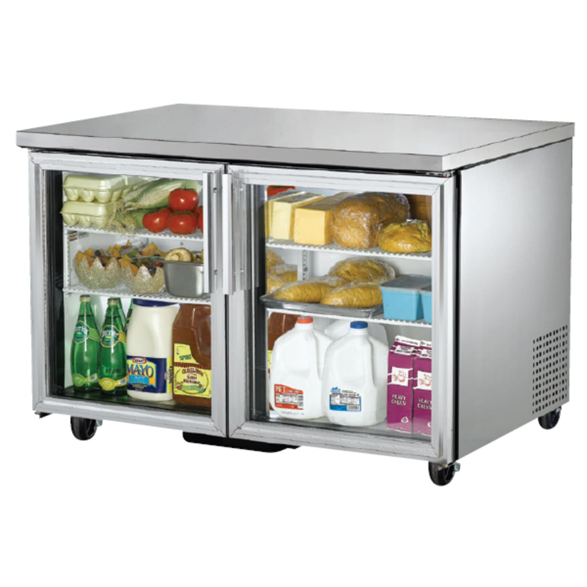 True TUC 48G HC FGD01 Glass Door 4 Shelf Undercounter Refrigerator