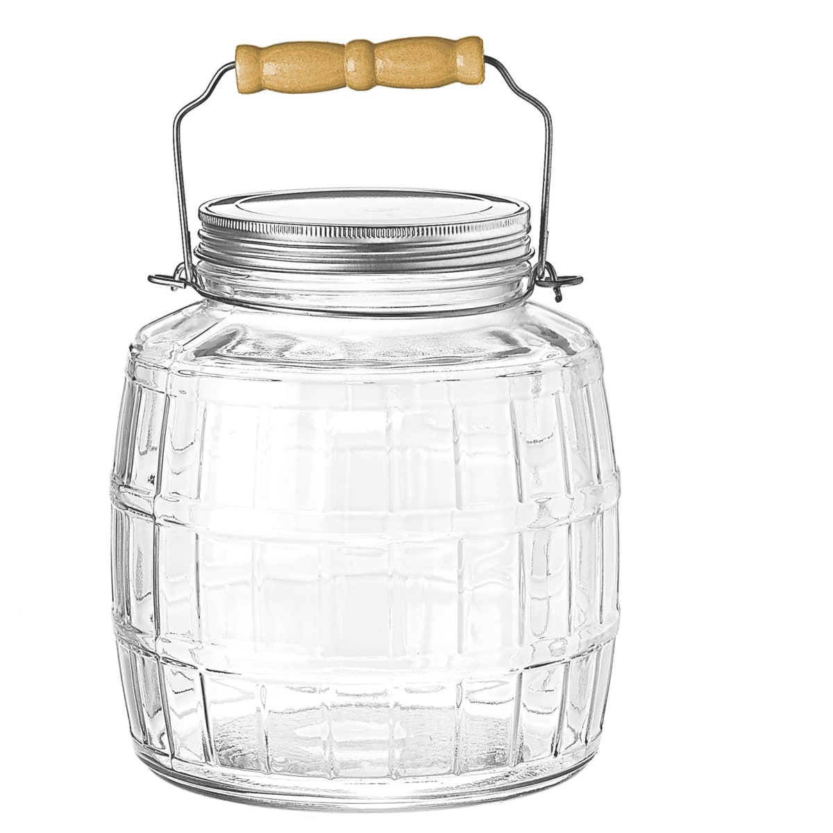 Anchor Clear Glass Cracker Jar with Brushed Aluminum Lid, 1 gal