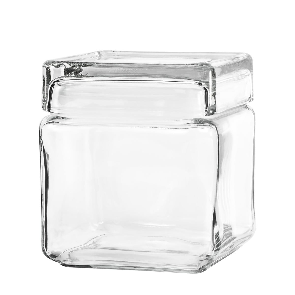 Anchor Hocking 1-Quart Stackable Square Canister, Clear - 4 pack