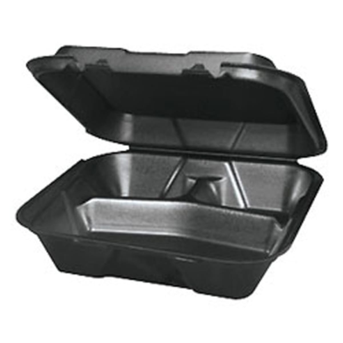 9 1/4 x 9 1/4 x 3 - Styrofoam Hinged Lid Container (200/cs)