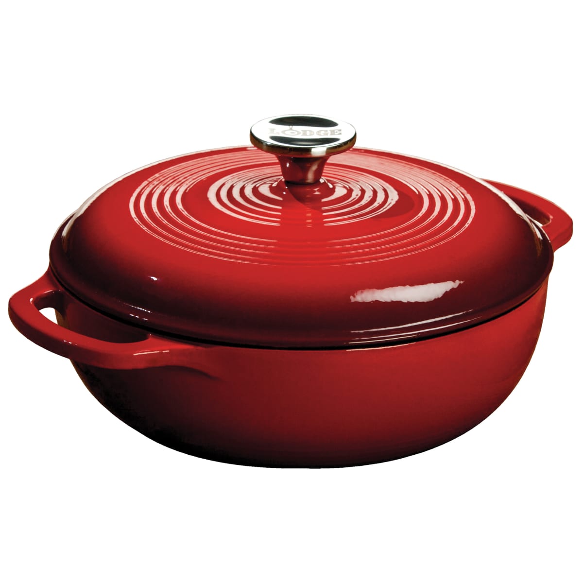 Lodge EC6D43 Enameled Cast Iron Dutch Oven with Cover, Red, 6 Qt