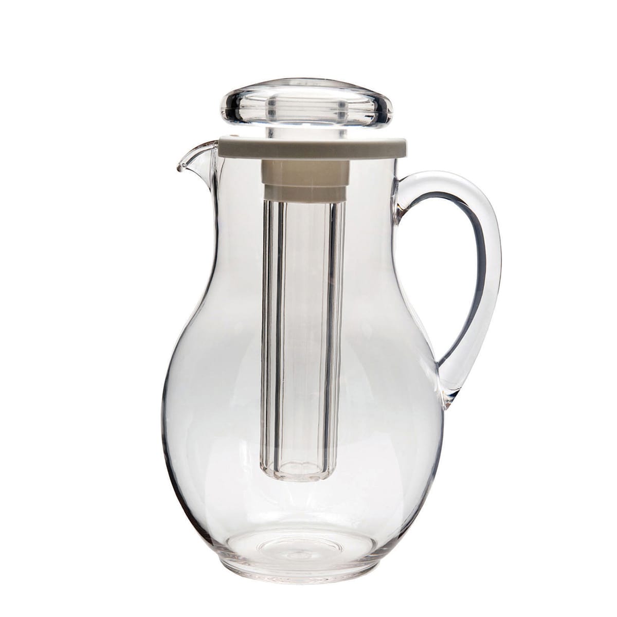 Service Ideas MWP33RB 3.3 Liter Clear Plastic Pitcher with Lid & Ice Tube -  Win Depot