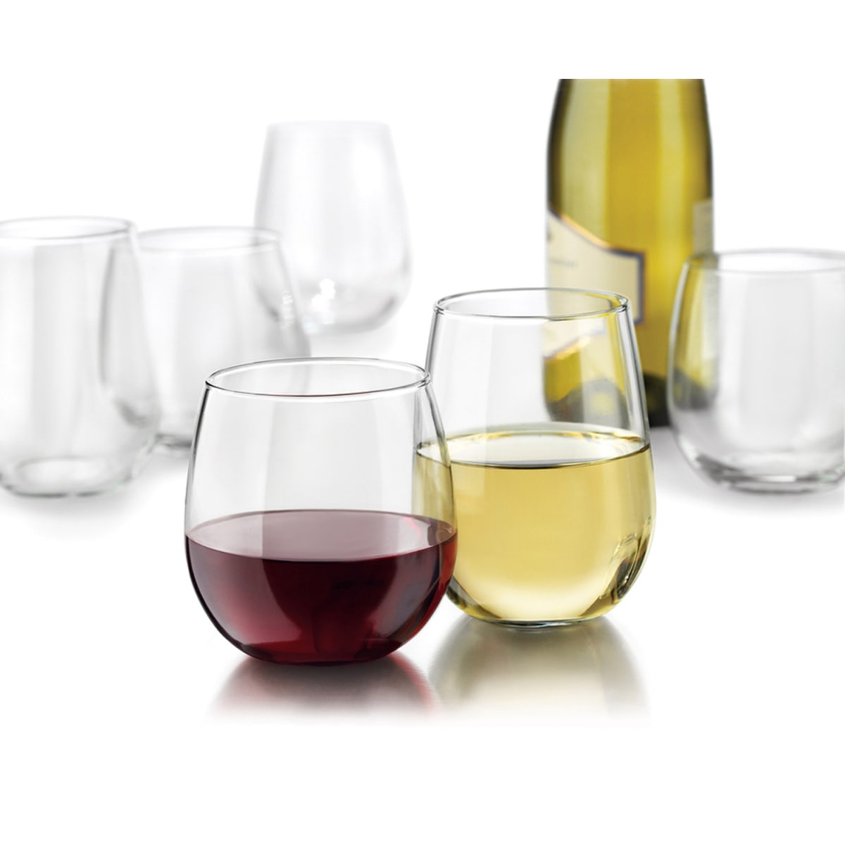 Libbey Stemless 12-Piece Wine Glass Party Set for Red and White Wines