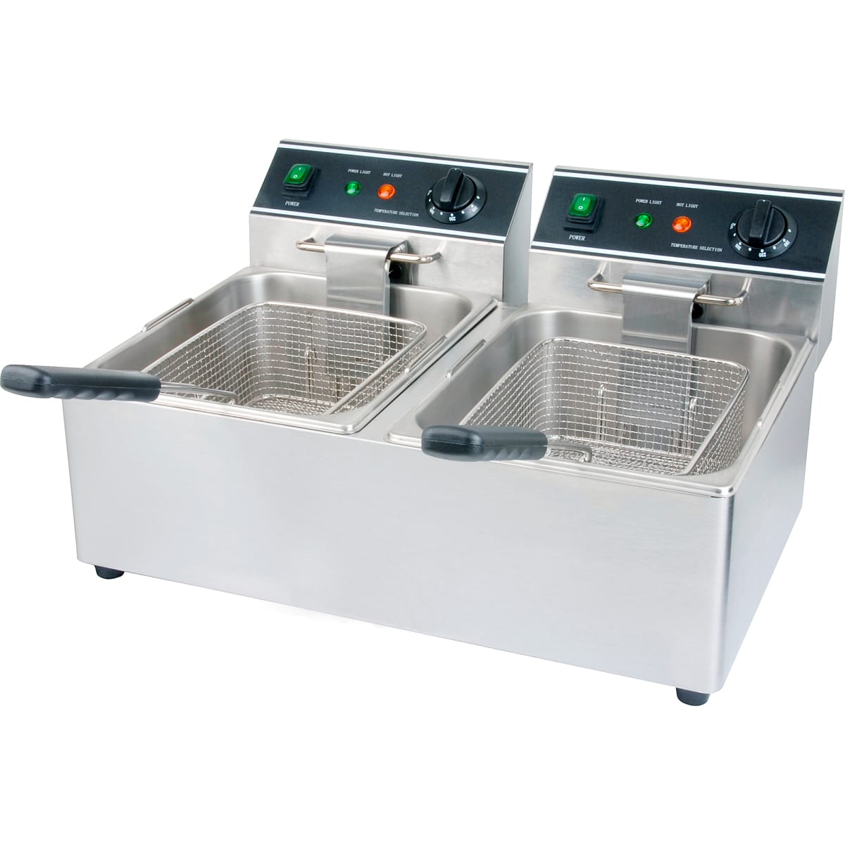 Stainless Steel Electric Temperature Control Deep Fryer with Lid & Oil  Strainer