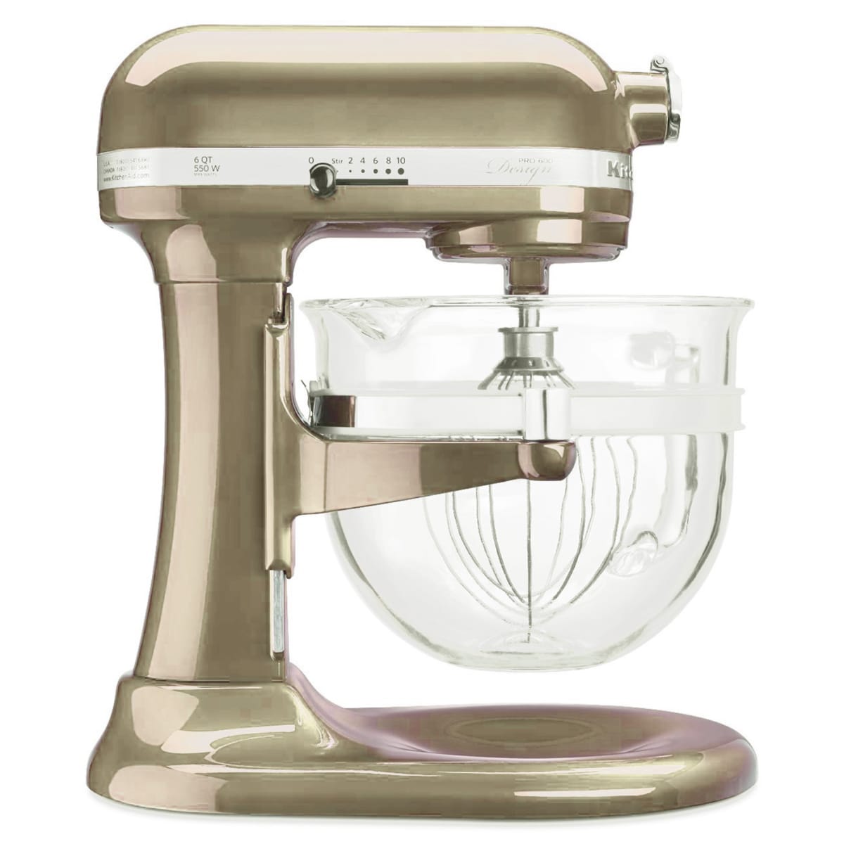 KitchenAid 5-Quart Stand Mixer Glass Bowl Champagne Gold 