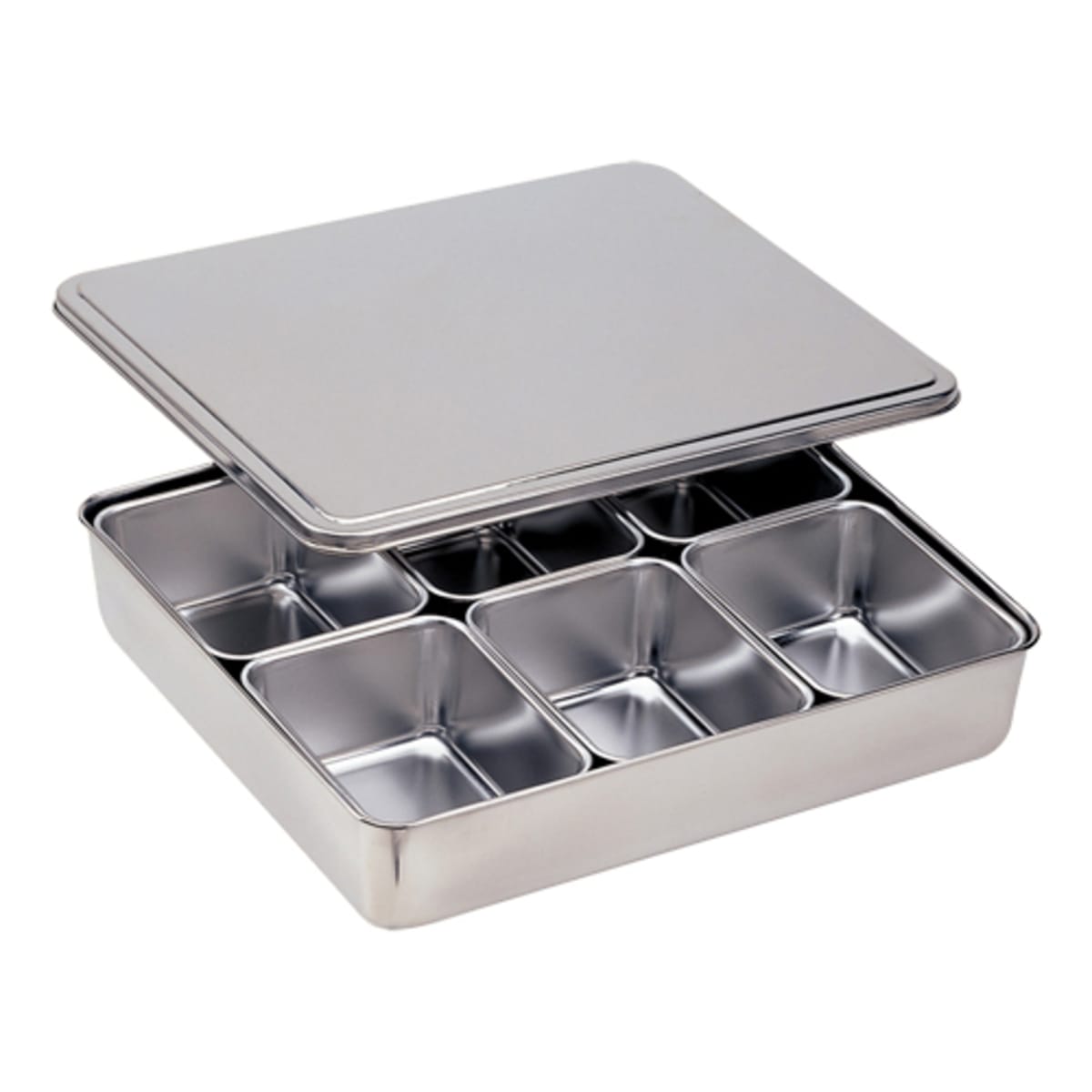 Stainless Steel Yakumi Pan Container with 6 Compartments