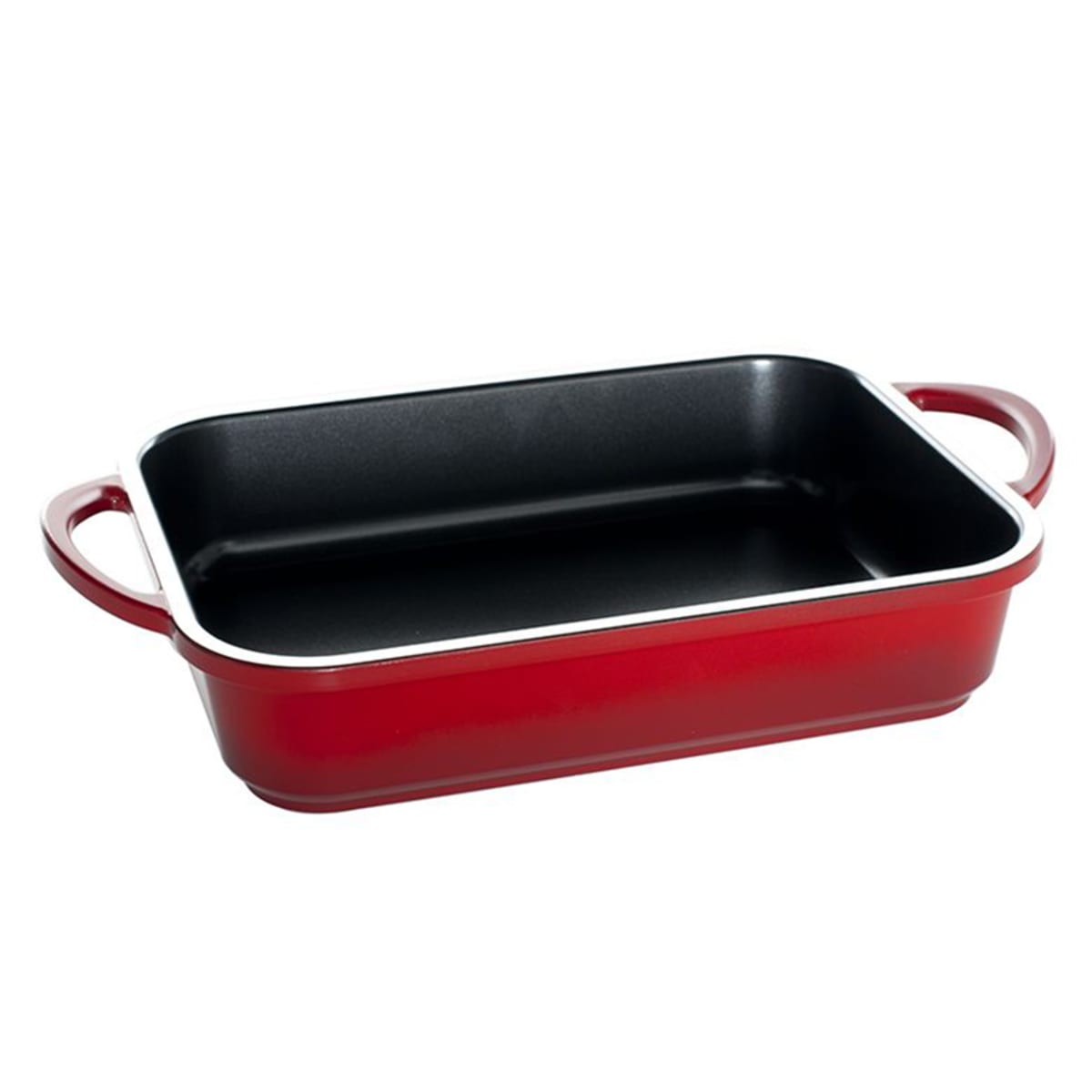 Cast Iron Fluted Cake Pan with Red Potholders