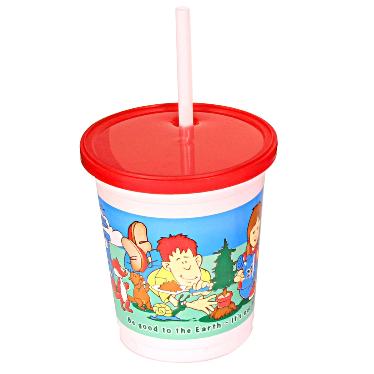 Fabri-Kal SC12C 12 oz Plastic Aquarium Kid Cups with Lid & Straw