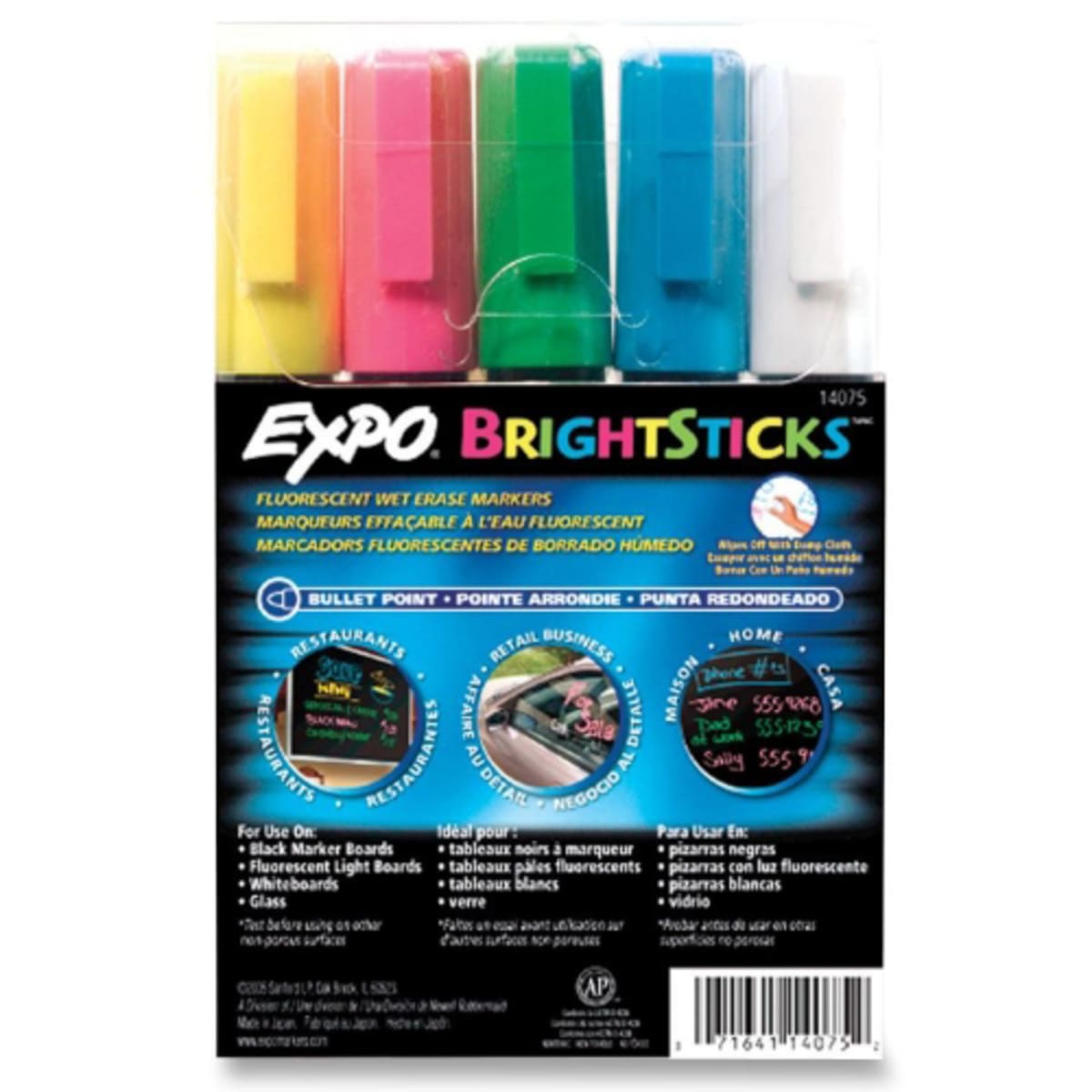 Expo Dry-Erase Fluorescent Neon Markers - Set of 5 bullet-tip