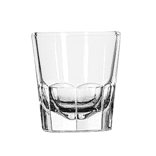 Libbey 5130 clear 5 oz old fashioned glass with embossed panel detailing and thick sham base