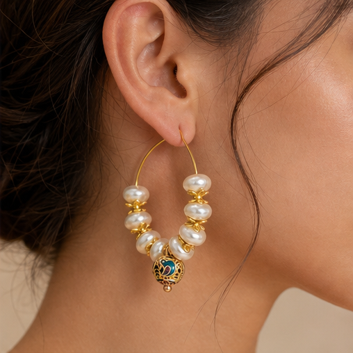 Pearl And Enamel Hoop