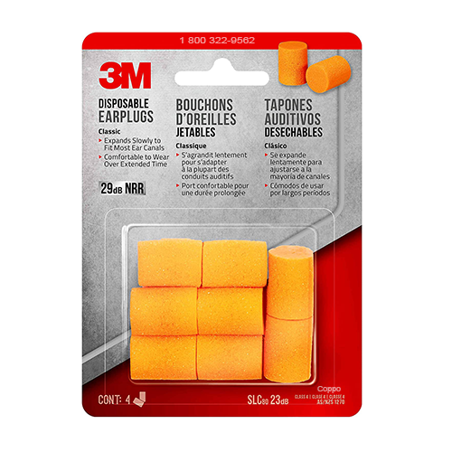 3M DISPOSABLE EARPLUGS 4PR/PAK