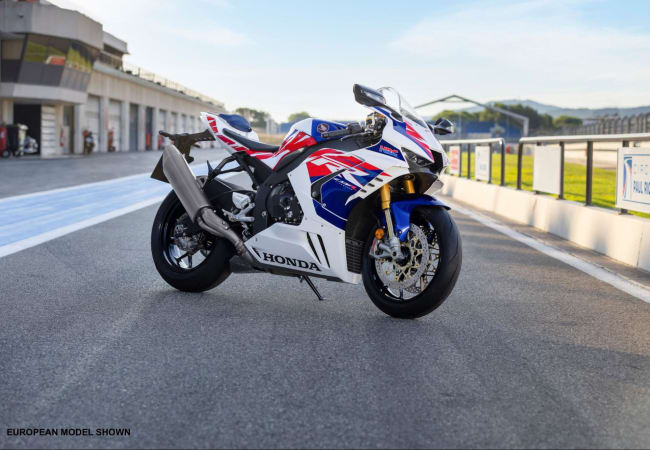 White Honda CBR1000RR motorcycle on a track | Twisted Road Motorcycle Rental
