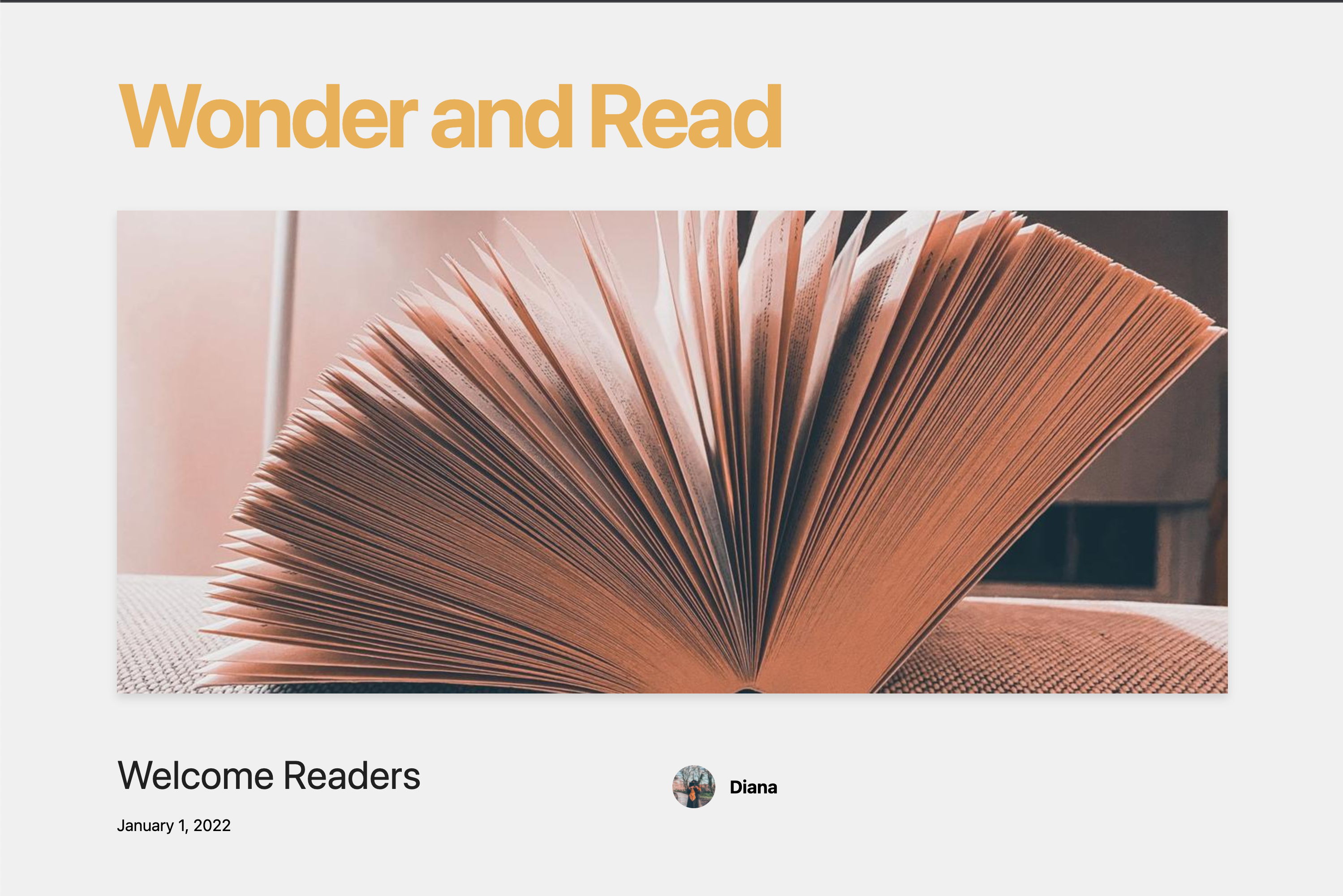 Welcome Readers  Wonder and read