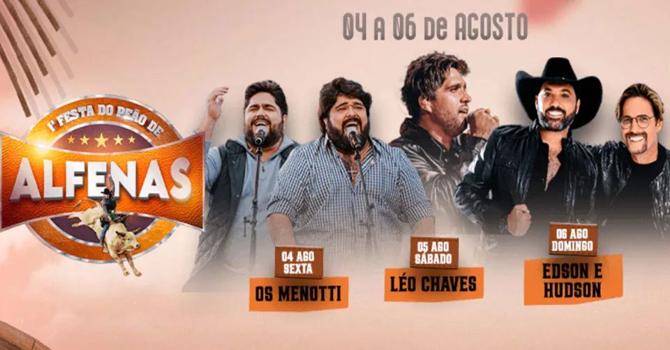 1ª Festa de Peão de Alfenas acontecerá nos dias 04, 05 e 06 de