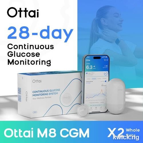 Ottai M8 CGM 2 Full Sets CGM Continuous Monitoring System No Finger Pricking for 28+2 Days
