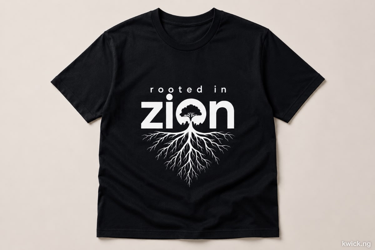 “Rooted in Zion” Branded T-shirt by Aṣọ Ìyè.ng
