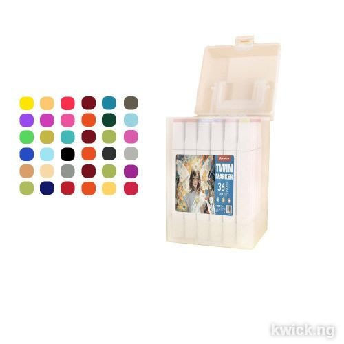 ZHENAN acrylic markers 36-Color Double-Headed Acrylic Alcohol Art Marker Set - Water-based Double-Headed Animation, Illustration, Sketching and Student Art Supplies Color Pen (Portable Box)