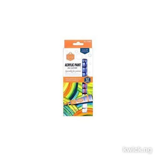 12-Color Acrylic Paint Set – Rich Pigment Water-Based Paint Tubes for Canvas, Paper, Wood & Craft Projects