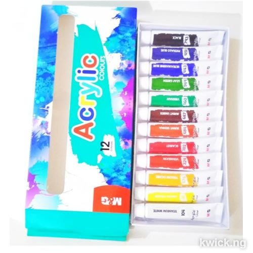 12-Color Acrylic Paint Set - 12ml Tubes