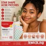 200PCS Star Shape Hydrocolloid Acne Patches, Colorful Pimple Cover Stickers for Face, Blemish Spot Patches for Day & Night Care