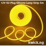 12V Decorative Yellow Light Strip - 5M - With EU Plug