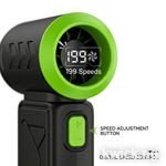 A-POWER Portable Handheld Fan 4000mAh - High Speed Turbo Mini Fan with Digital Display, USB Rechargeable, 199 Speeds, Long Battery Life for Outdoor Travel - Black/Green