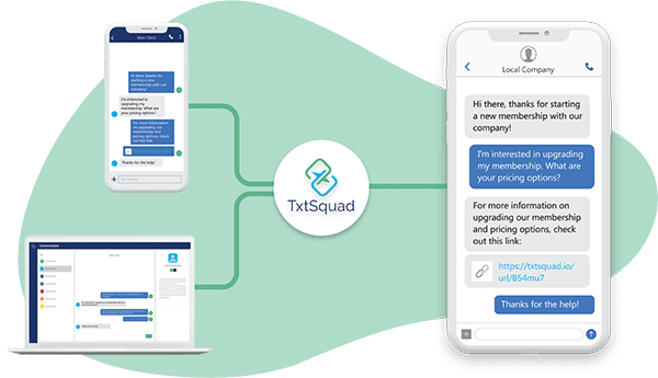 TxtSquad Mobile and Web App connecting to a contacts phone through the cloud