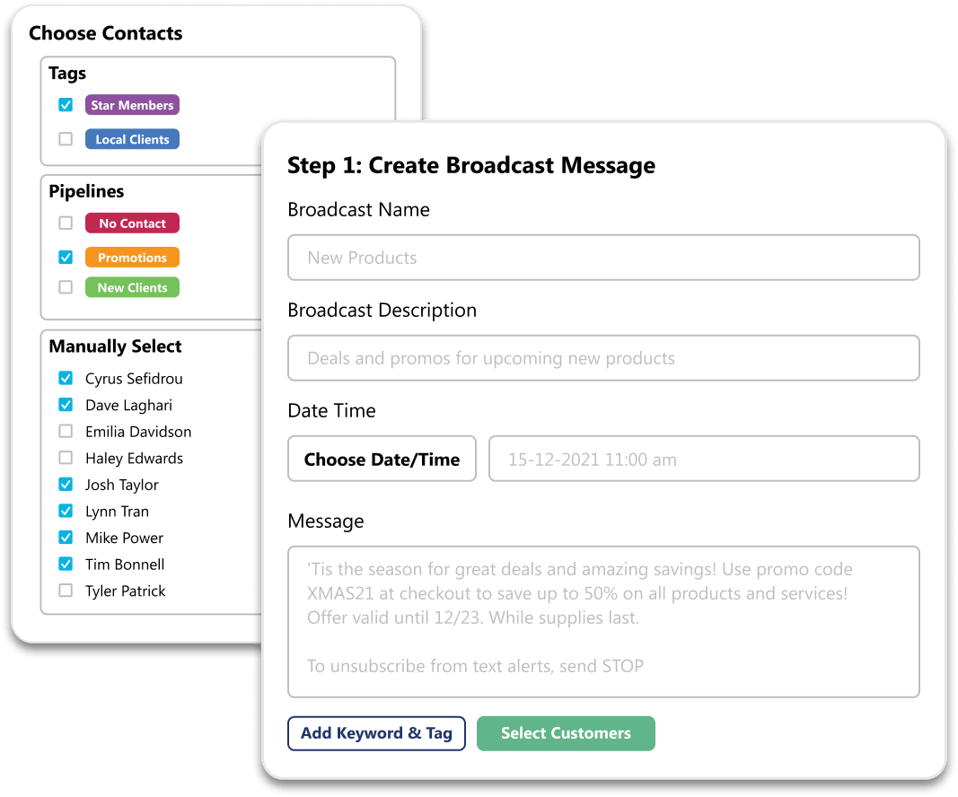 Broadcast Messaging Creation Form