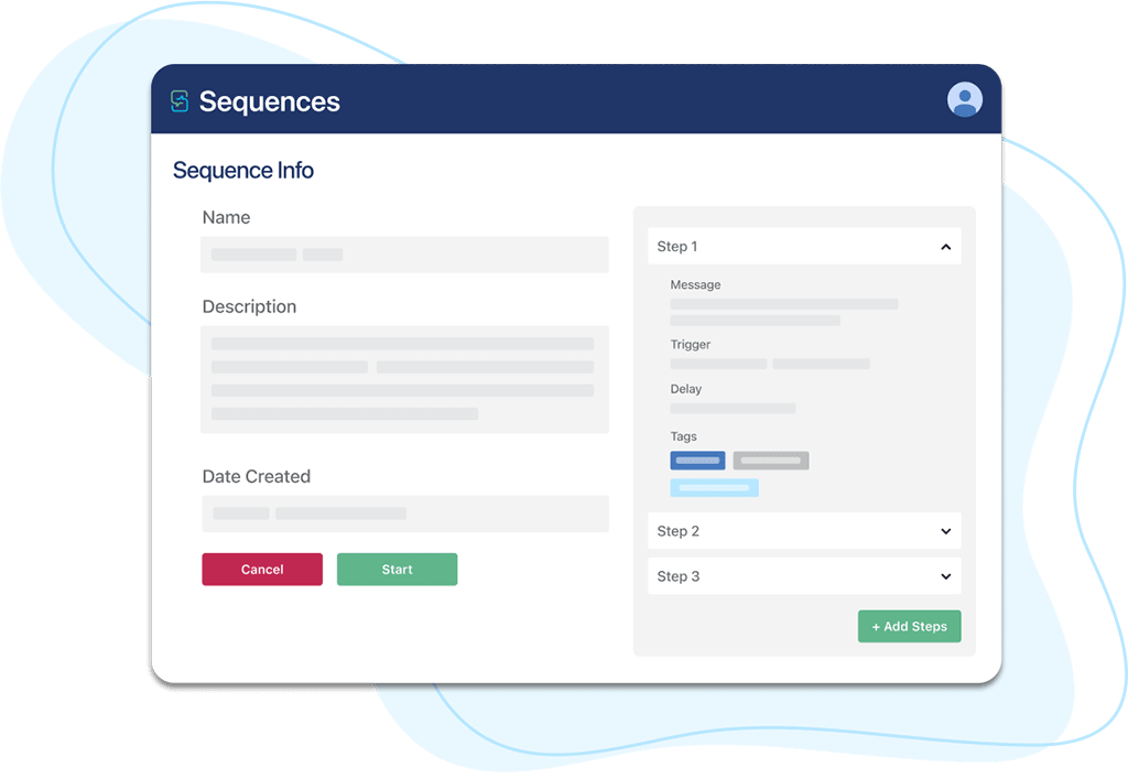 Creating a sequence to message contacts