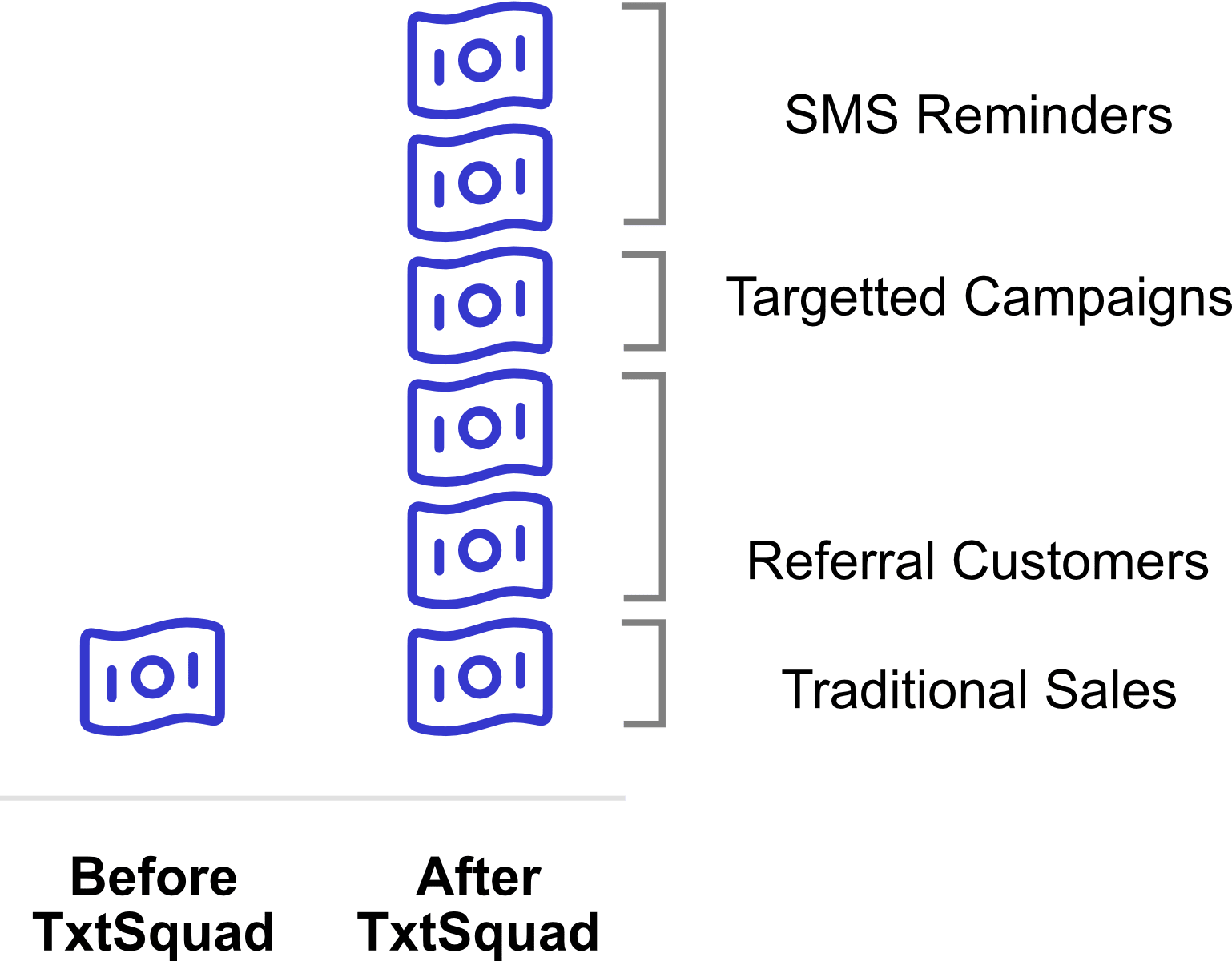 Figure showing revenue growth with txtsquad