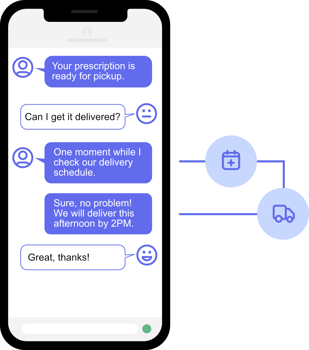 Phone showing automated messages