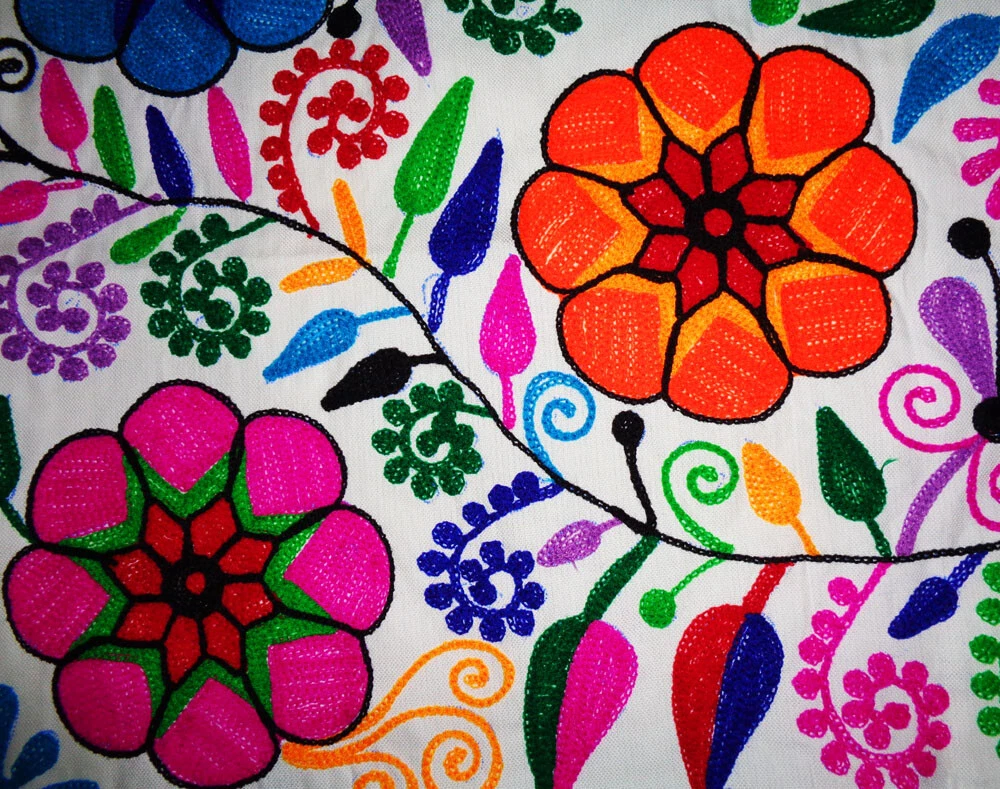 Vintage Handmade Embroidery Tapestry Cotton Multi Floral Wall Hanging Home Decor, view 6